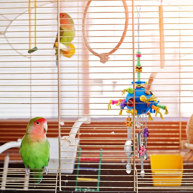 3 Pcs Extra Large Bird Parrot Toy Multicolored Natural Wooden Parrot Cage - Image 7