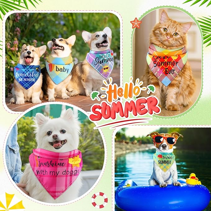 Sweetude 100 Pcs Summer Plaid Dog Bandana Bulk - Image 2