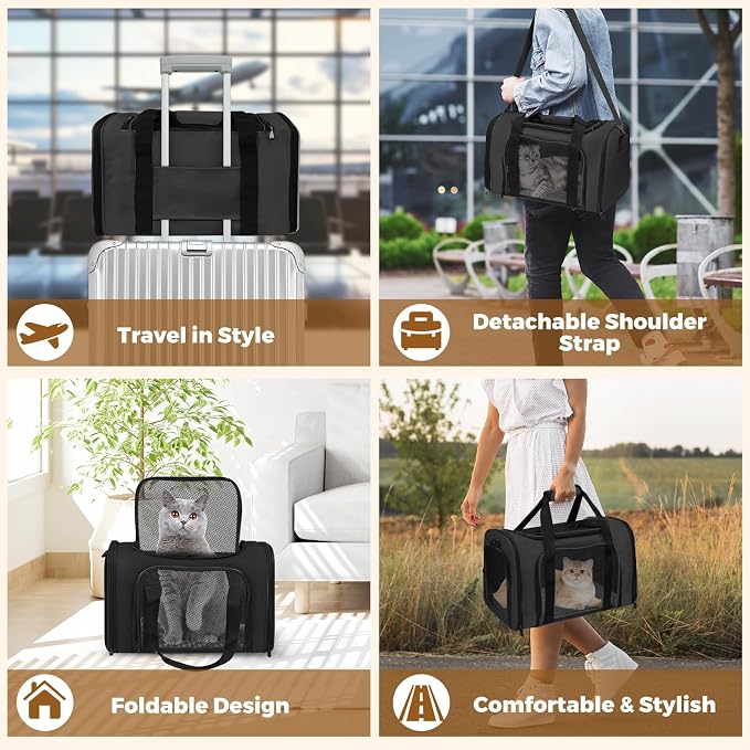 Cat Carrier Soft for Pets Up to 25 Lbs, Cat Travel Bag Soft-Sided - Image 5