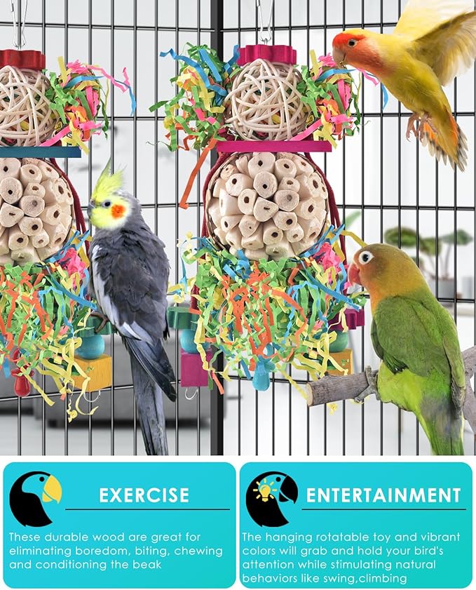 Bissap 2PCS Bird Parrot Foraging Shredder Hanging Toys Sola Balls Sepak Takraw - Image 4