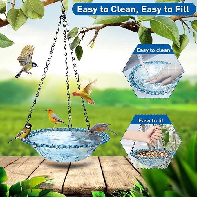 2 Pack Hanging Bird Baths, Hanging Bird Feeders - Image 5
