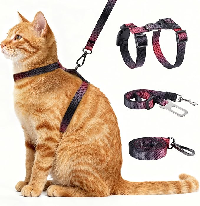 Cat Harness and Leash Set, 3-in-1 Escape Proof Adjustable, Comfortable Soft by Unknown