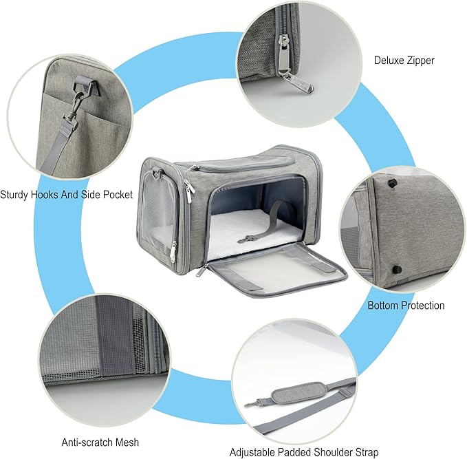 Soft Sided Carrier for Small Medium Cats Dogs, Removable Pad Collapsible Travel - Image 5
