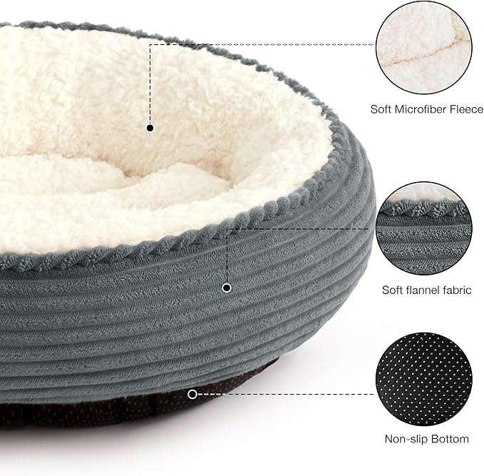 Love's cabin Round Donut Cat and Dog Cushion Bed, 20in Pet Bed - Image 2
