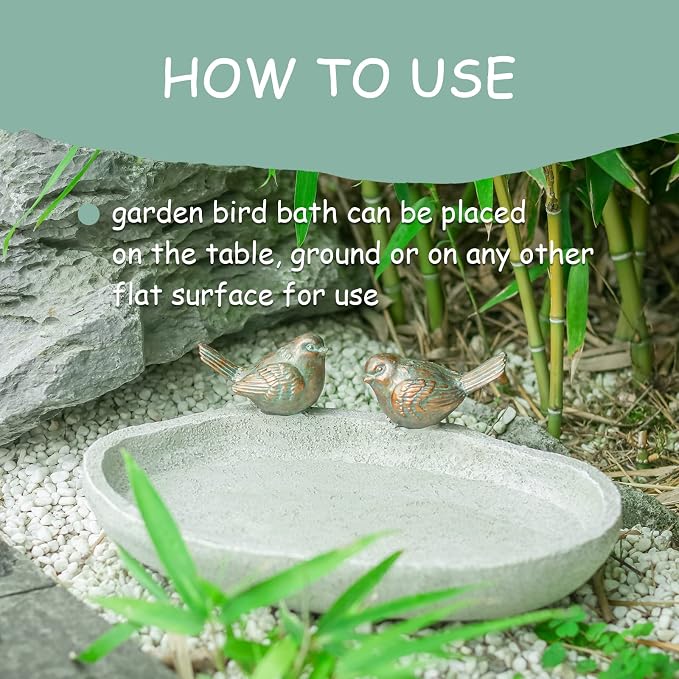 MUMTOP Bird Baths for Outdoors, Outdoor Garden Bird Bath Resin Birdbath Bowl - Image 5