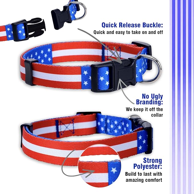 Native Pup American Flag Dog Collar- Red White and Blue- Patriotic Collars - Image 4