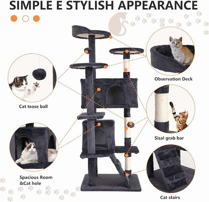 Cat Tree for Indoor Cats, Space Saving Cat Activity Center, Durable Pet Play - Image 3