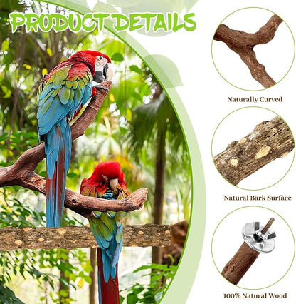 8PCS Natural Grape Wood Bird Perch Set - Image 3