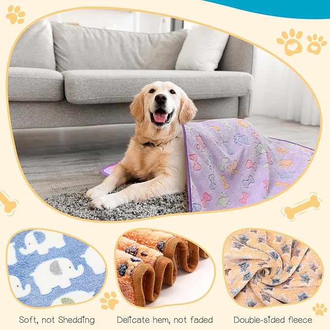 Tatuo 12 Pieces Puppy Blanket Warm Cat Dog Sleep Mat Pet Kitten Fleece Doggy - Image 3