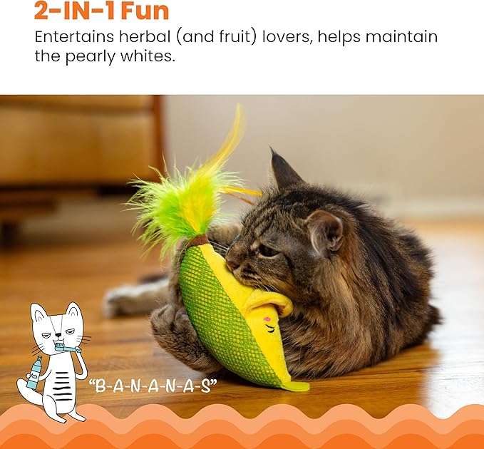 Catstages Peelin' Good Banana Kicker Dental Catnip Toy - Image 2