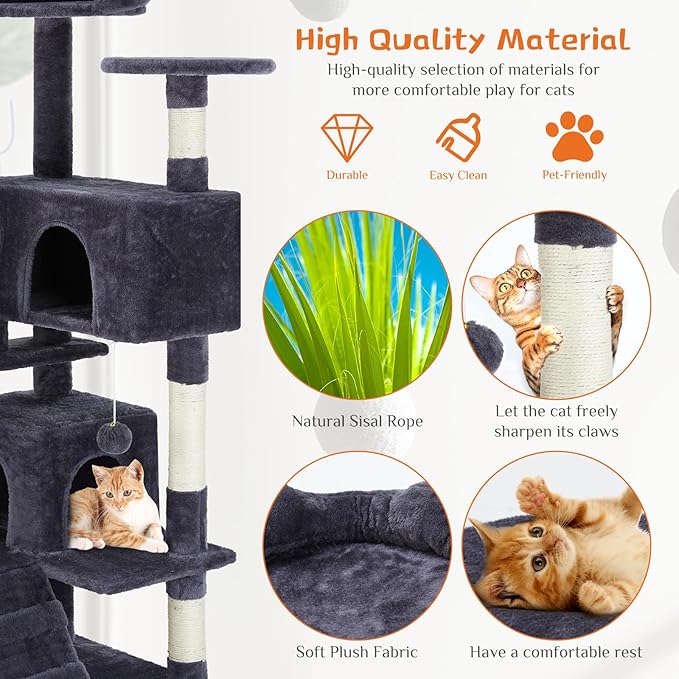 Sweetcrispy 54 Inch Cat Tree Tower, Indoor Cat Condo - Image 2