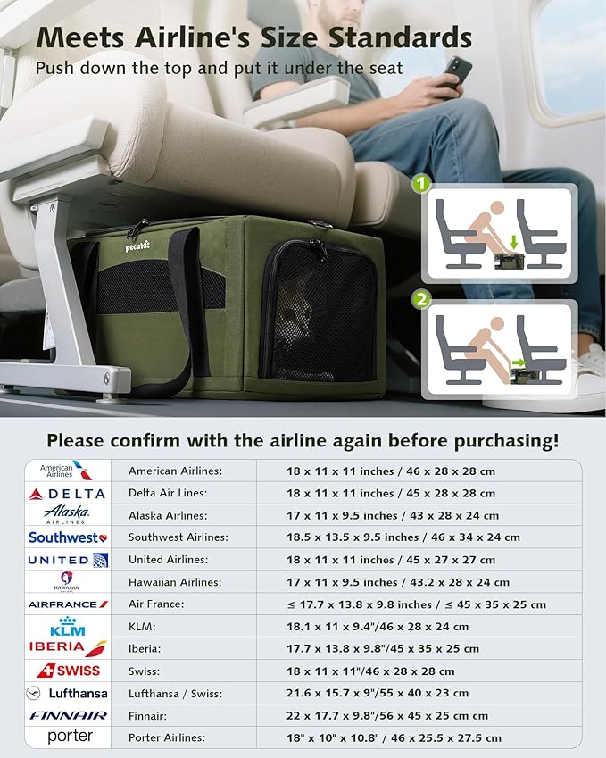 Pecute Top Side Expandable Pet Carrier Airline Approved Dog Cat Carrier - Image 4