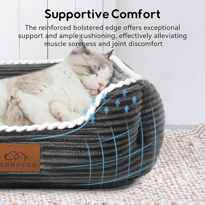 Cat Dog Bed for Pets, Rectangle Pet Bed Gift for Puppy and Kitten, Machine - Image 3