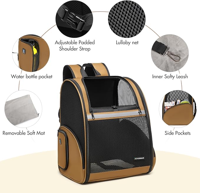 Pet Backpack Carrier, Large Cat Carrier Backpack Up to 20 Lbs - Image 8