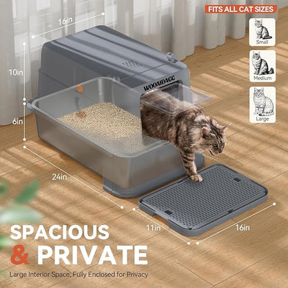 Enclosed Stainless Steel Cat Litter Box - Image 3