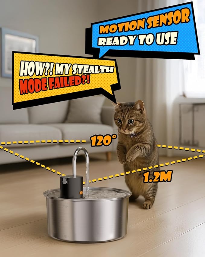 Wireless Cat Water Fountain Stainless Steel, Cordless Automatic Pet Water - Image 4