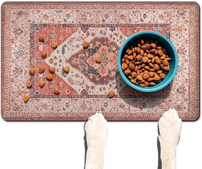Absorbent Pet Dog Bowl Mat for Food and Water, Pet Cat Food Feeding Mat by Ideasonna