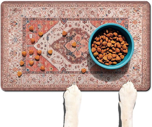 Absorbent Pet Dog Bowl Mat for Food and Water, Pet Cat Food Feeding Mat by Ideasonna