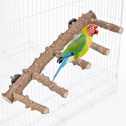Mogoko Bird Ladder Perch for Cage, Natural Wood Bird Parrot Perch Stand Parrot by Mogoko