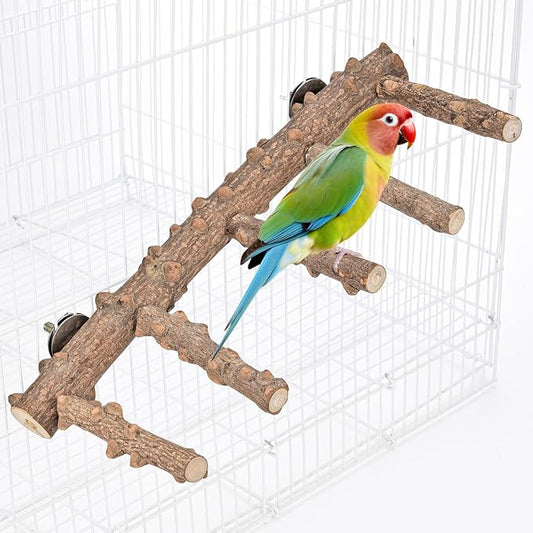 Mogoko Bird Ladder Perch for Cage, Natural Wood Bird Parrot Perch Stand Parrot by Mogoko