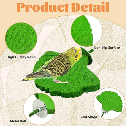 3 Pcs Parrot Perch Resin Bird Beak Grinding Stone Leaf Shape Perch Stand Foot - Image 2