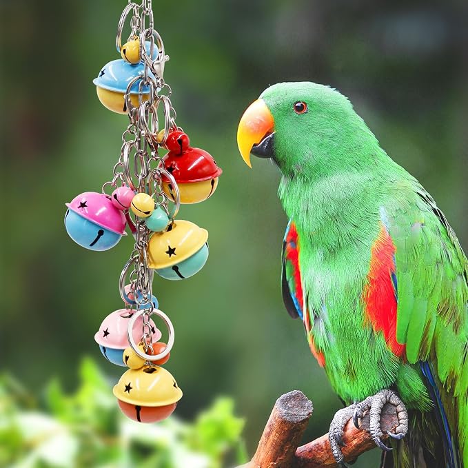 Oooct Bird Swing Bells Toys, Colorful Parrot Metal Bells, Hanging Bird Chewing - Image 5