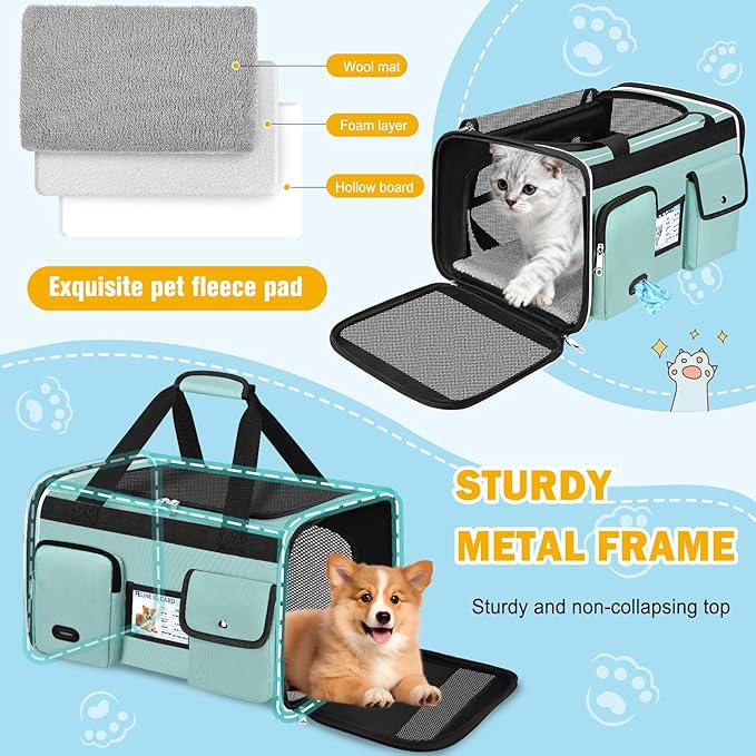 HUANLANG Soft-Sided Cat Carrier Airline Approved, Dog Carriers - Image 6