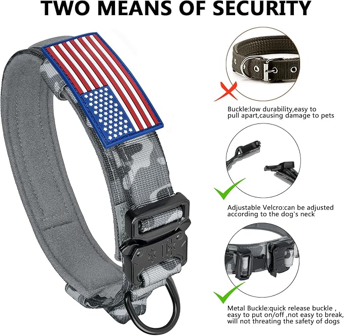 DAGANXI Tactical Dog Collar, Adjustable Military Training Nylon Dog Collar - Image 4