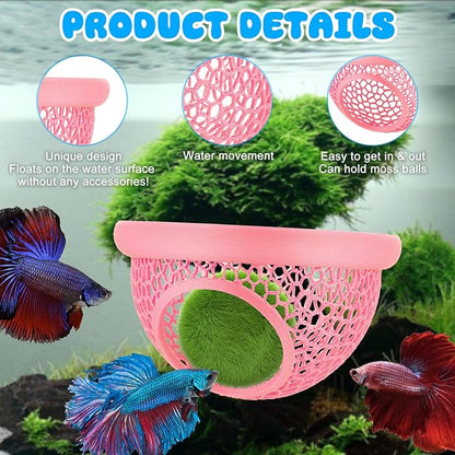Pink Floating Betta Hide & Shrimp Cave – 3D Printed Aquarium Hammock, Feeding - Image 6