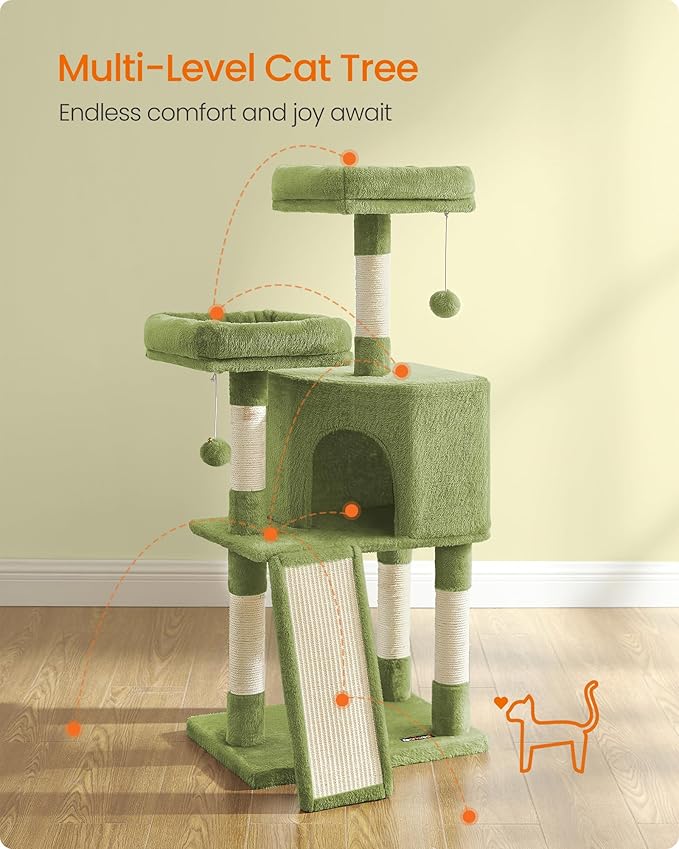 Feandrea Cat Tree, 45.3-Inch Cat Tower, Plush Condo - Image 4
