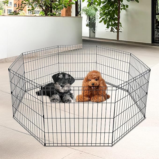 FDW 24 Inch Dog Pen 8 Panel Dog Playpen Indoor Outdoor Metal Puppy Pet Fence - Image 6