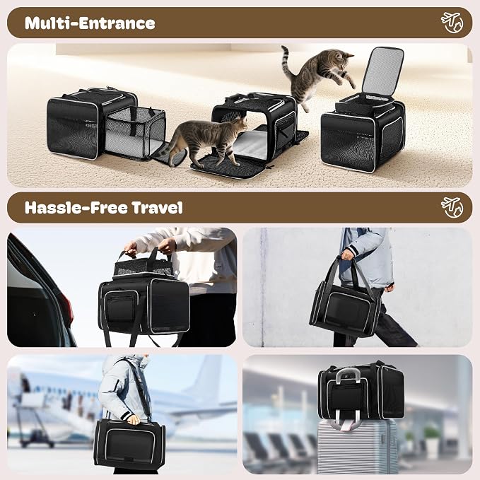 Top and 2 Sides Expandable Pet Carrier 17x11x9.5, TSA Airline Approved Small - Image 6
