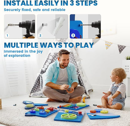 BlueWood Wooden Wall Busy Board Panels, Toddler Learning Activity Center - Image 5