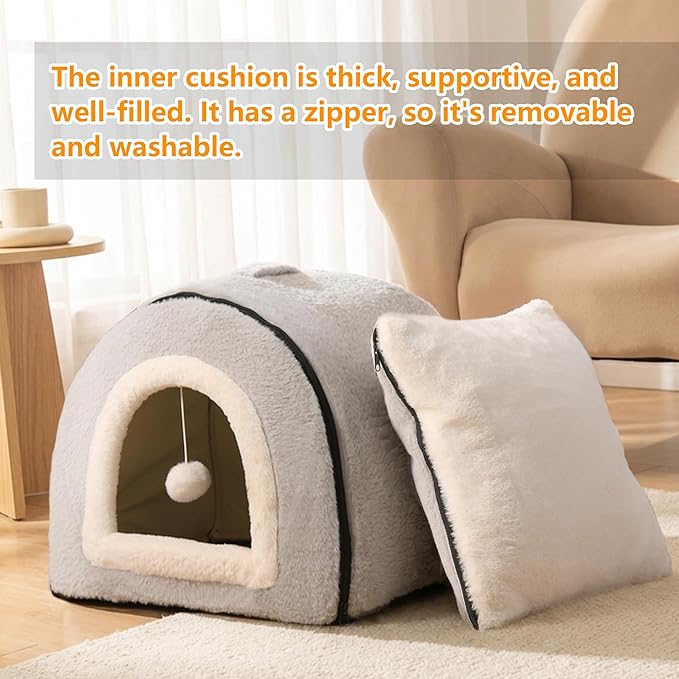 Cat Bed for Indoor Cats，Foldable cat cave，Anti-Slip & Water-Resistant - Image 4