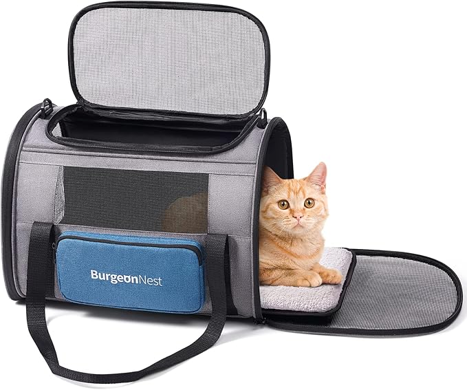 BurgeonNest Cat Carrier for Large Cats 20 lbs, Medium Pet Under 25 lbs by Lifelongfriendsbelovedfamily