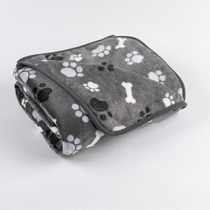 Dog Blanket Paw Bone Pattern 1 Pack 1 Super Soft Warm Flannel Sofa Cover Car - Image 2