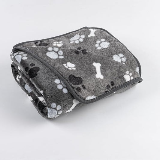 Dog Blanket Paw Bone Pattern 1 Pack 1 Super Soft Warm Flannel Sofa Cover Car - Image 2