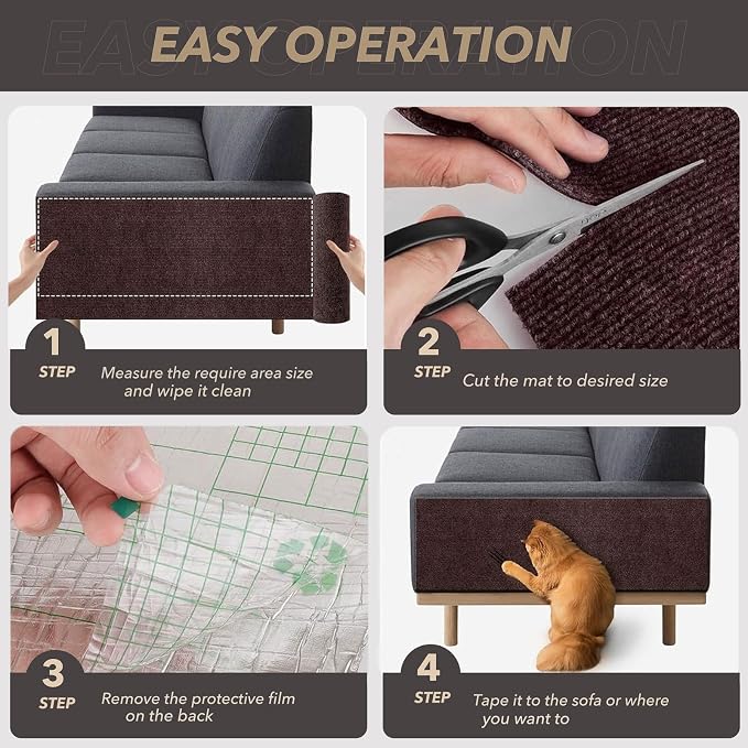 78.7"X15.8" Cat Scratching Mat, Self-Adhesive Cat Scratch Carpet, DIY Cats - Image 6