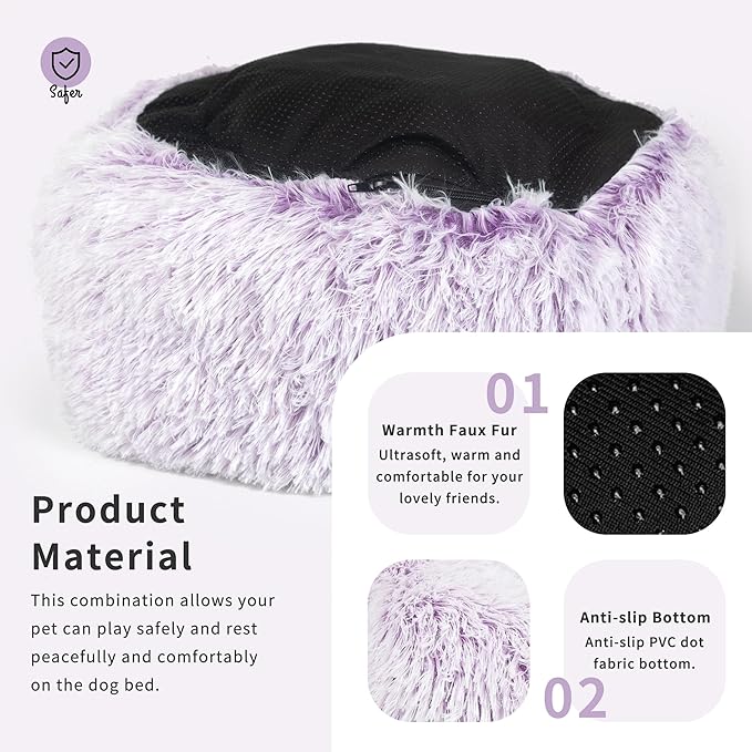 Calming Donut Dogs Beds for Small Dogs Washable, 19inch Fluffy Round Puppy Bed - Image 5