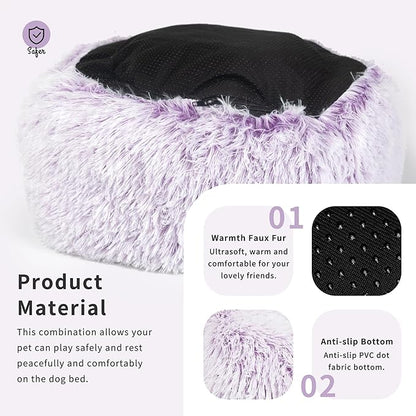 Calming Donut Dogs Beds for Small Dogs Washable, 19inch Fluffy Round Puppy Bed - Image 5