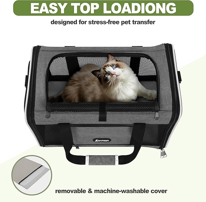 Cat Carrier 18x11x11 Top Load Soft Pet Travel Bag Over 15 lbs, Collapsible - Image 6