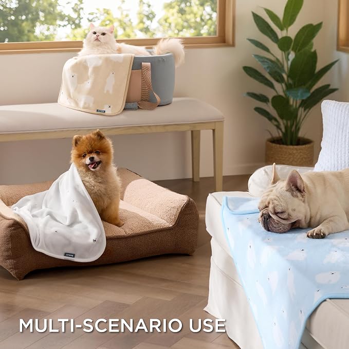 Bedsure 1 Pack 3 Pet Blankets, Super Soft Fluffy Premium Fleece Flannel - Image 3