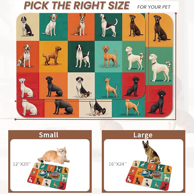 Cute Dog Cat Food Mat, Absorbent Pet Feeding Mat - Image 2