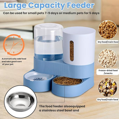 2 Pack Automatic Cat Feeder Stainless Steel Water Dispenser Gravity Food Feeder - Image 5