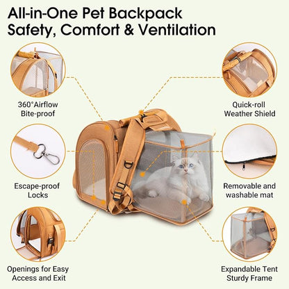 Expandable Carrier Backpack for Big Cats Small Dogs, Airline Approved Pet - Image 4