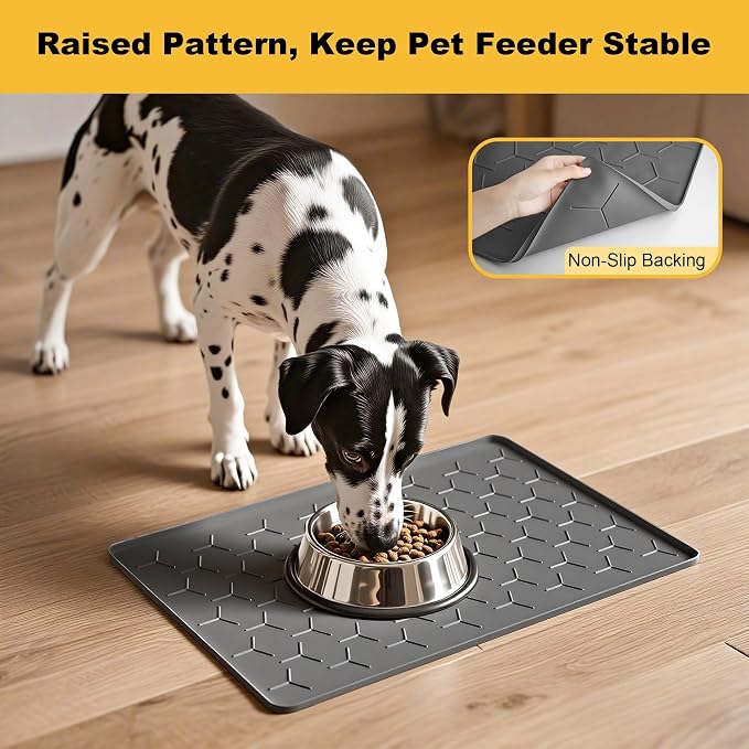 Pieviev 24''x16'' Dog Cat Food Bowl Mat, Silicone Waterproof Food Grade Pet - Image 7