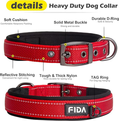 Fida Heavy Duty Dog Collar, Ultra Comfortable Soft Neoprene Padded, Adjustable - Image 3
