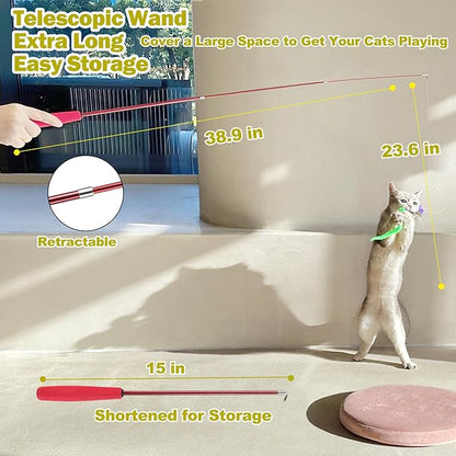 Cat Toys for Indoor Cats, Interactive Cat Toy 2PCS Retractable Wand Toy and - Image 3