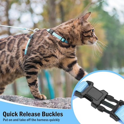 PUPTECK Adjustable Cat Harness and Leash Set Escape Proof Kitten Strap Collar - Image 3