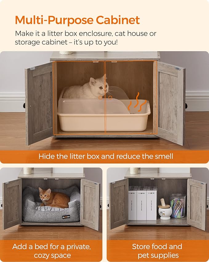 Feandrea Cat Tree with Litter Box Enclosure, 59-Inch Modern Cat Tower, 2-in-1 - Image 4